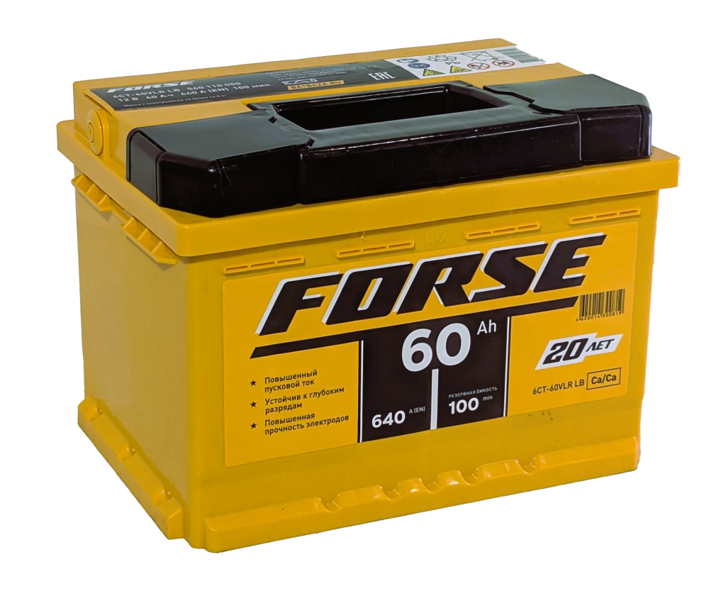Аккумулятор FORSE 60 R+ (60 А·ч) низк. - фото, картинка Аккумулятор FORSE 60 R+ (60 А·ч) низк. - фото