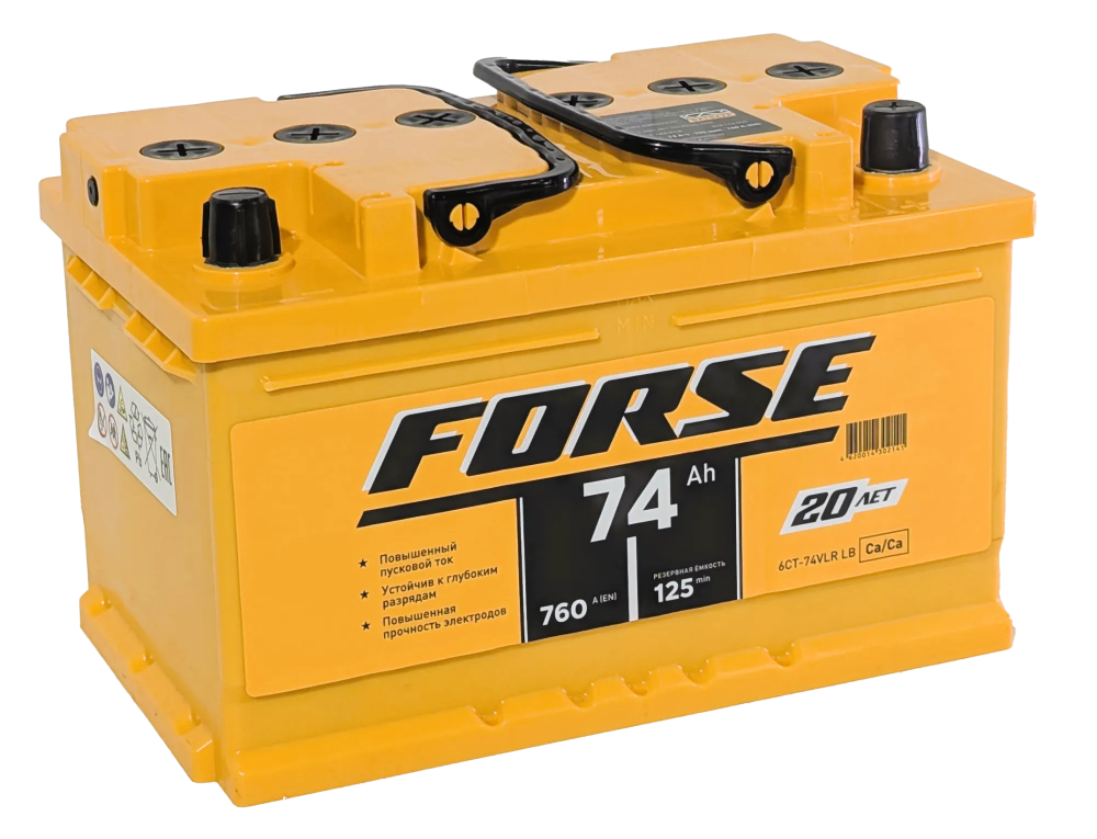 Аккумулятор FORSE 74 R+ (74 А·ч) низк - фото, картинка Аккумулятор FORSE 74 R+ (74 А·ч) низк - фото