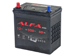 Аккумулятор ALFA Asia 40 L+ (40 А·ч) тонкие клеммы - фото, картинка Аккумулятор ALFA Asia 40 L+ (40 А·ч) тонкие клеммы - фото