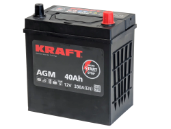 Аккумулятор KRAFT AGM Asia 40 R+ (40 А·ч) - фото, картинка Аккумулятор KRAFT AGM Asia 40 R+ (40 А·ч) - фото