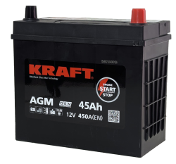 Аккумулятор KRAFT AGM Asia 45 R+ (45 А·ч) - фото, картинка Аккумулятор KRAFT AGM Asia 45 R+ (45 А·ч) - фото