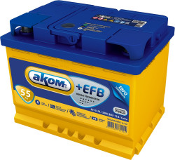 Аккумулятор AKOM +EFB 55 R+ (55 А·ч) - фото